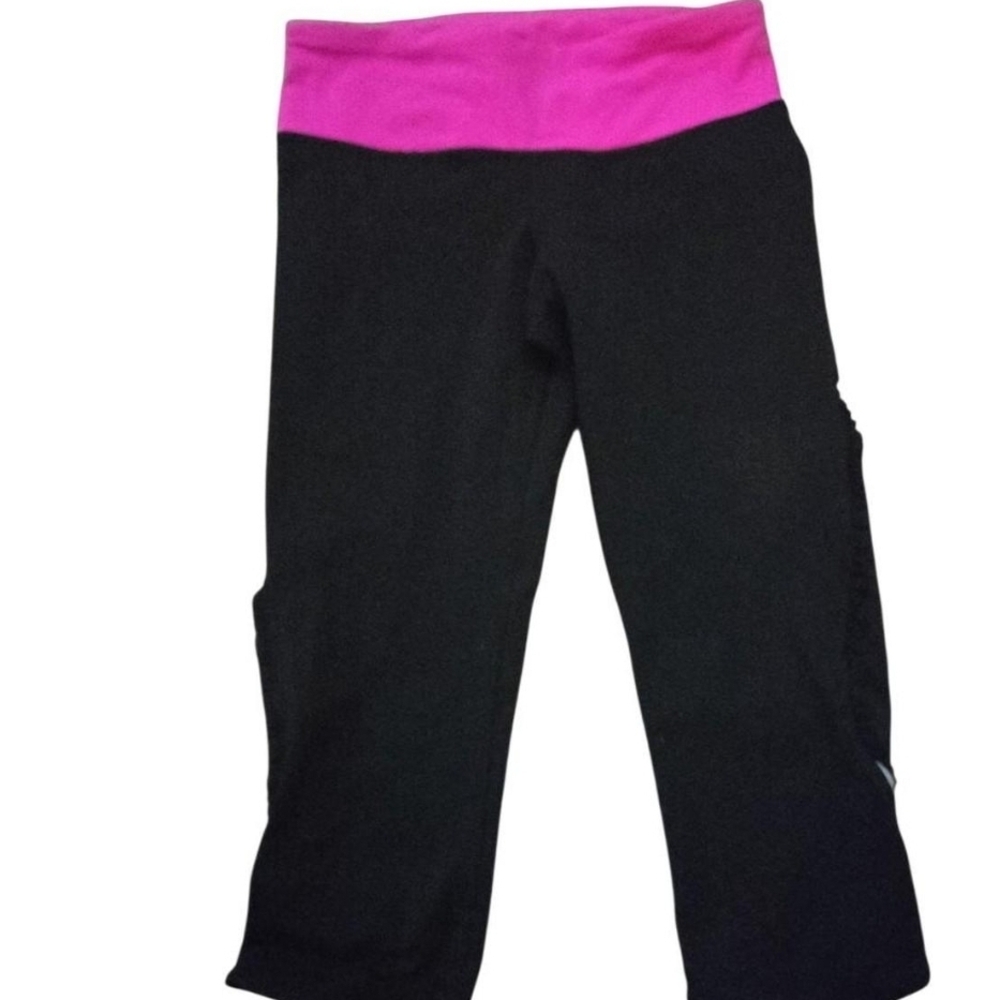 Lululemon Athletica Black Leggings with Pink Waistband SZ 2